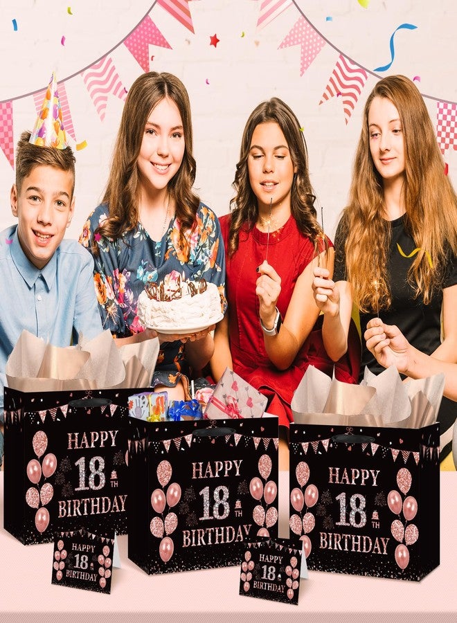 Yoirrat Black Rose Gold 18th Birthday Gift Bag with Greeting Card and Tissue Paper for Girls Rose Gold Happy 18th Birthday Gift Wrapping Bag for 18 Year Old Anniversary Party Christmas Decorations Supplies - Image 5